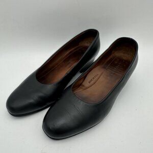 Classic Black Leather Low Heel Professional Pumps Womens Dress Shoes